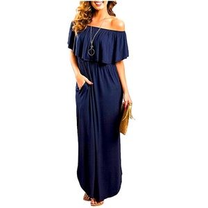 Off The Shoulder Ruffle Neck Maxi